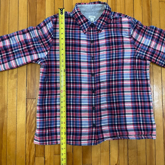 L.L. Bean Fleece-Lined Flannel Shirt Pink Plaid Cozy Warm Button Down, Large Pet - Picture 10 of 14